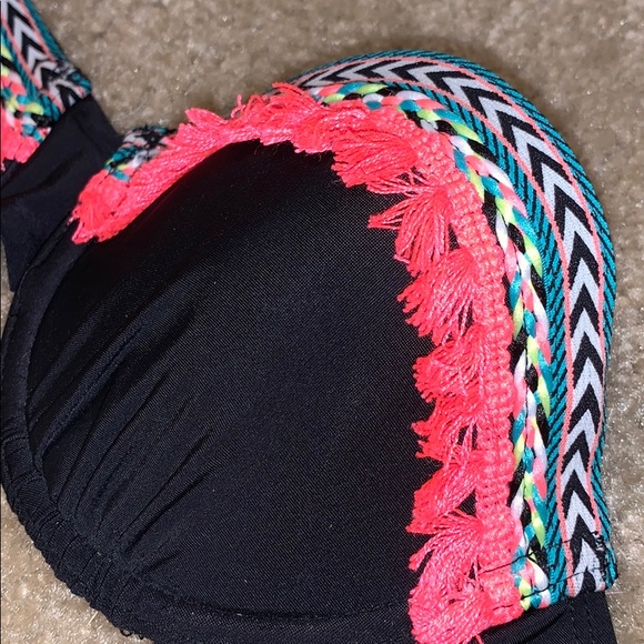 Pink and Black Bandeau Bikini Top - Picture 3 of 3